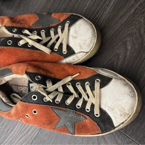 Golden Goose Orange and Black Athletic Shoes